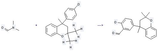 Phenol,4-(3,4-dihydro-2,2,4-trimethyl-2H-1-benzopyran-4-yl)- can react with N,N-Dimethyl-formamide to give 4-(3-Formyl-4-hydroxyphenyl)-2,2,4-trimethylchroman.